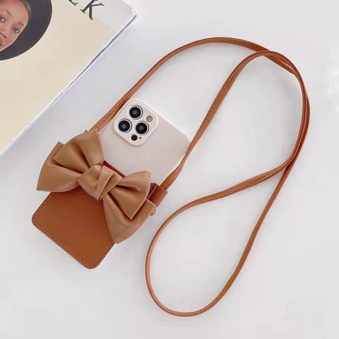 Bowknot card case Crossbody phone case For iphone