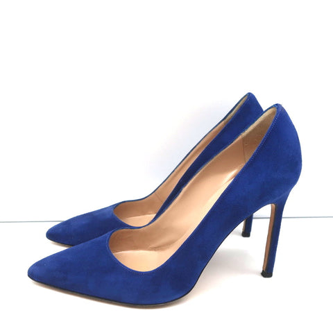 Manolo Blahnik BB 105 Pumps Blue Suede Size 36 Pointed Toe Heels