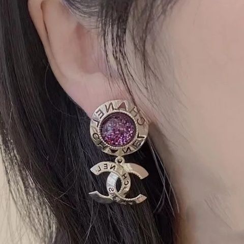 Crystal button round earrings