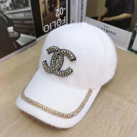 Luxury plush baseball cap with diamonds