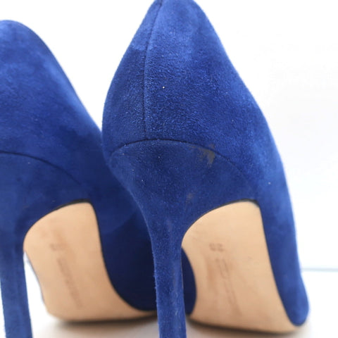 Manolo Blahnik BB 105 Pumps Blue Suede Size 36 Pointed Toe Heels