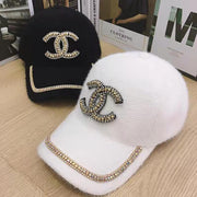 Luxury plush baseball cap with diamonds