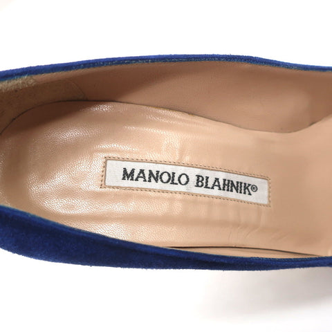 Manolo Blahnik BB 105 Pumps Blue Suede Size 36 Pointed Toe Heels