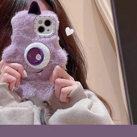 Purple plush monster phone case