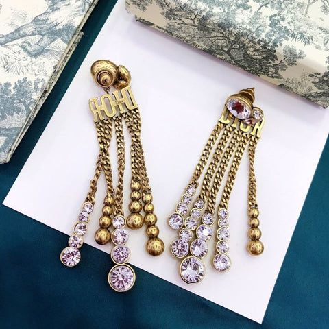 Vintage Full Diamond Tassel Earrings