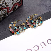 Colorful crystal pearl stud earrings