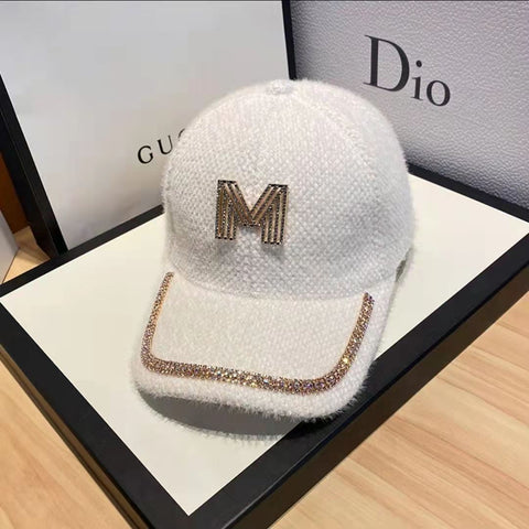 Luxury plush baseball cap with diamonds