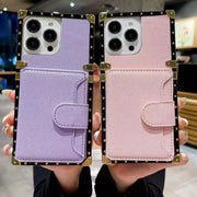 Luxury   leather card  Square   phone case for iPhone