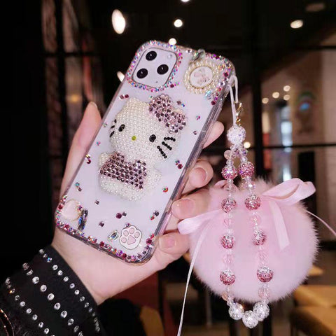 Luxury crystal cat bracelet phone case  for iphone