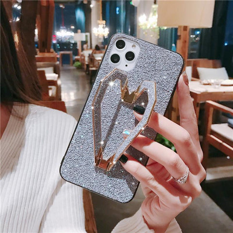 Glitter Love Bracket Phone Case