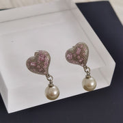 New colored diamond love pearl earrings female earrings