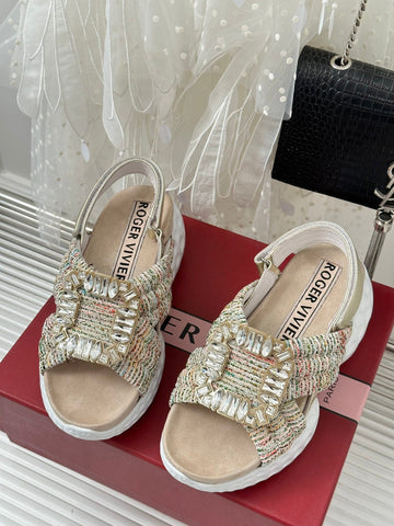 2023 Diamond Buckle Silk Sandals-S33