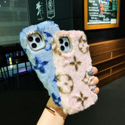 Classic pattern plush phone case