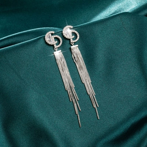 2022 tassel long zircon earrings