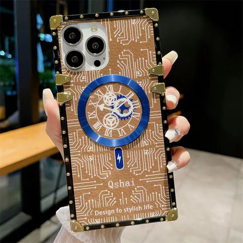 Magnetic attraction square phone case for iPhone