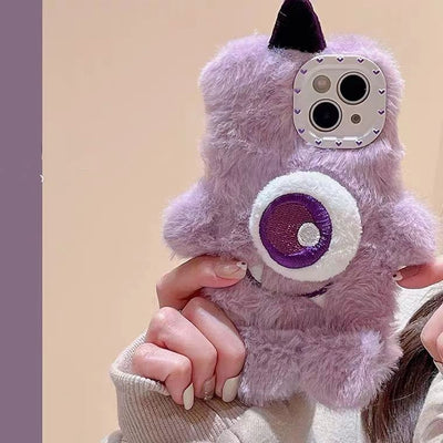 Purple plush monster phone case