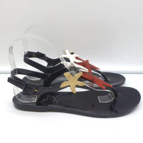 Yves Saint Laurent Starfish Jelly Thong Sandals Black Size 37