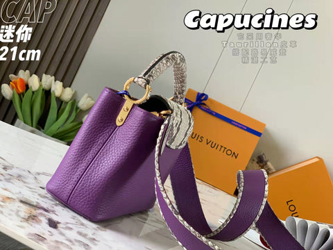 Purple python pattern handbag