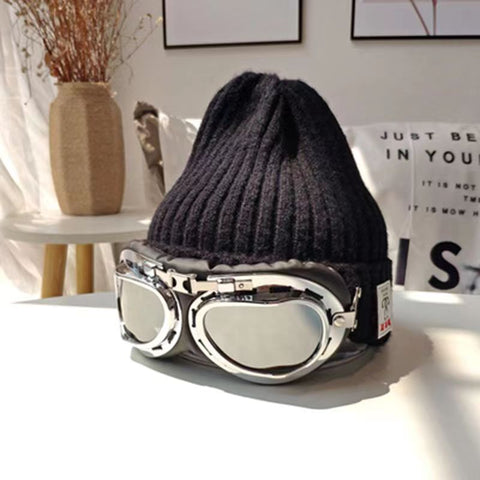 Fashion New Skiing with glasses knitted hat