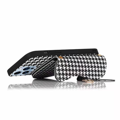 Houndstooth wallet portable phone case  For Samsung