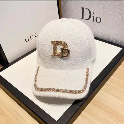 Luxury plush baseball cap with diamonds