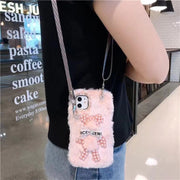 Plush diagonal strap phone case