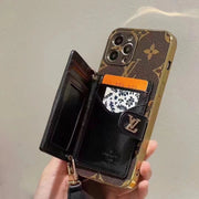 Card hold body-cross leather phone case for iphone