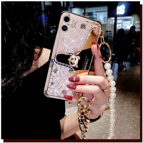 Mirror pearl bracelet phone case For iphone