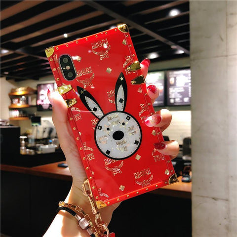 Luxury rabbit square phone case for Samsung