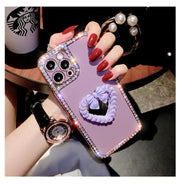 Rhinestone Love Makeup Mirror Phone Case For iphone