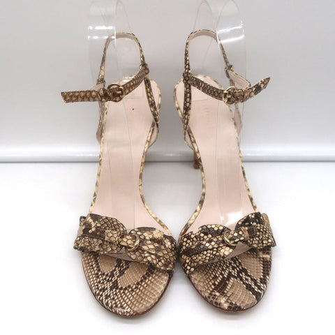 Gucci Sabrina Ankle Strap Sandals Ivory Snakeskin Size 7 Open Toe Heels