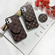 Retro leather mirror stand phone case