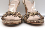 Gucci Sabrina Ankle Strap Sandals Ivory Snakeskin Size 7 Open Toe Heels