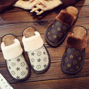 Winter home furnishing plush thick-soled warm couple leather slippers