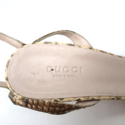 Gucci Sabrina Ankle Strap Sandals Ivory Snakeskin Size 7 Open Toe Heels