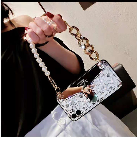 Mirror pearl bracelet phone case For iphone