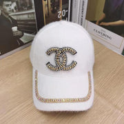 Luxury plush baseball cap with diamonds