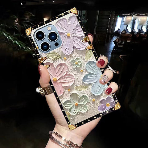 Luxury  Flower Square Phone Case for iPhone