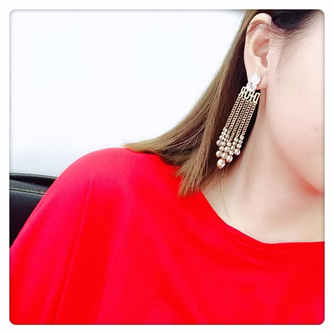 Vintage Full Diamond Tassel Earrings