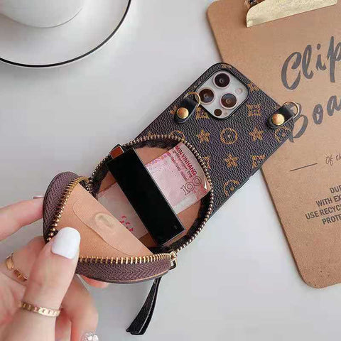 Retro Slanted back card bag phone case For iphone