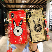 Luxury rabbit square phone case for Samsung