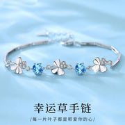 Four-leaf clover silver bracelet