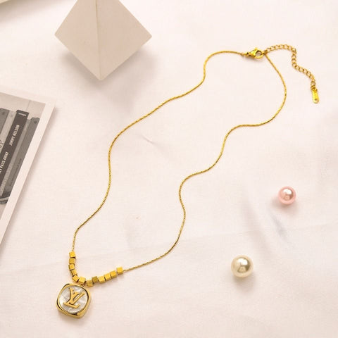 Fashion simple titanium steel gold-plated necklace