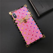 Glitter Love Heart Bee Square phone Case for iphone