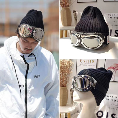 Fashion New Skiing with glasses knitted hat