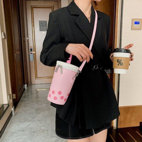 Milk tea lovely bucket mobile phone bag