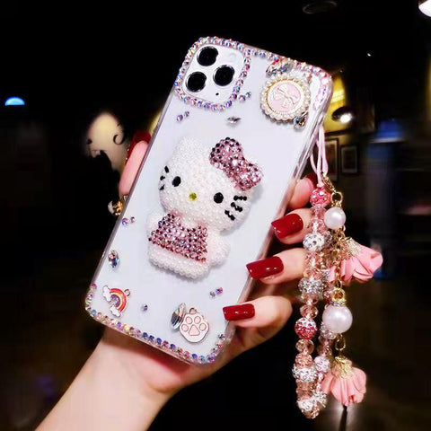 Luxury crystal cat bracelet phone case  for iphone