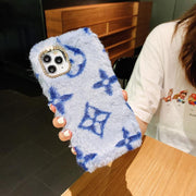 Classic pattern plush phone case