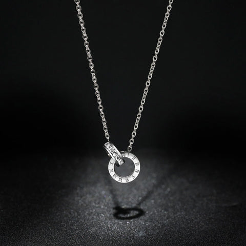 Double ring new women's titanium steel collarbone chain