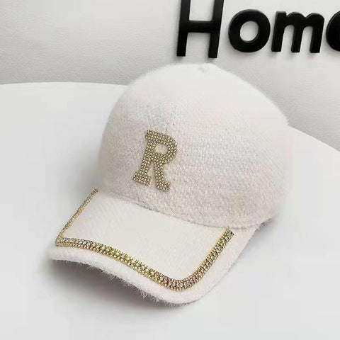 Luxury plush baseball cap with diamonds